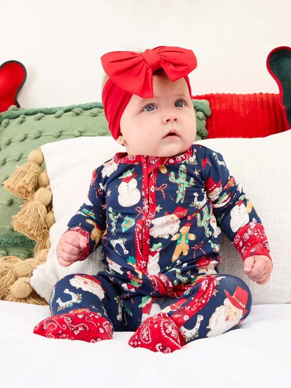 Ruggedbutts SoftSnooze Western Cowboy Santa Convertible Romper 0-3 3-6 6-12